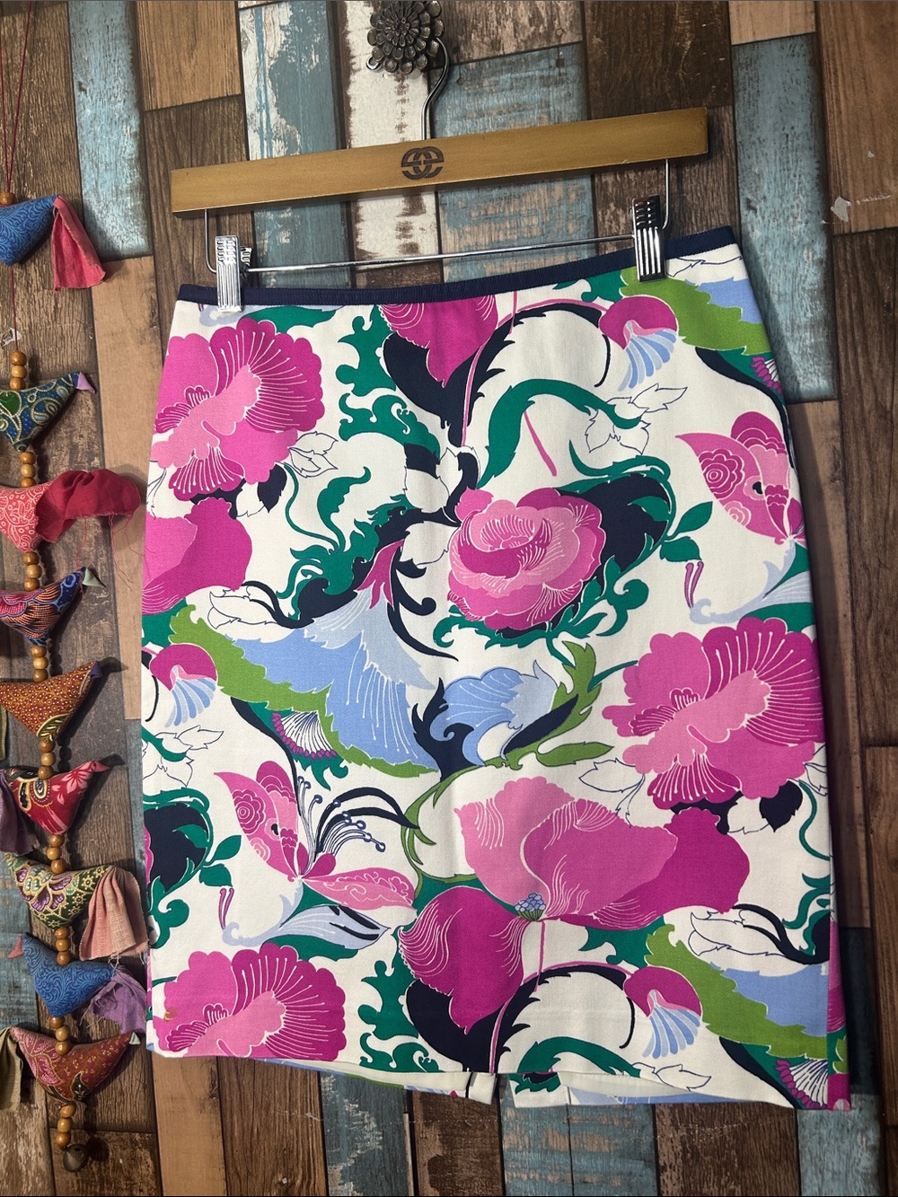 Talbots Bright Floral Mini Skirt in Pink, Green & Blue